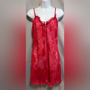 LA Intimates Women's Sz Medium Red‎ Hot Heart And Floral Print